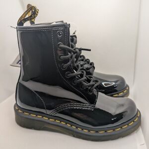 NWT Dr. Martens Black Patent Leather 1460 Lace Up Combat Boots Women's Size 5